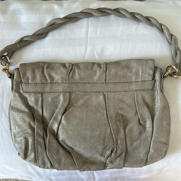 Halston Heritage Top Handle Gold & Metalic Leather Bag - Picture 2 of 9